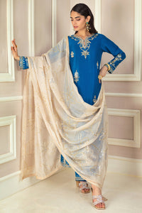 Teal Mirage – Teal & Beige Pure Raw Silk