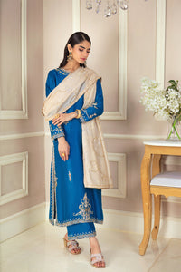 Teal Mirage – Teal & Beige Pure Raw Silk