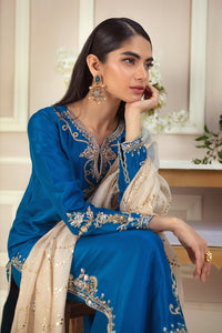 Teal Mirage – Teal & Beige Pure Raw Silk