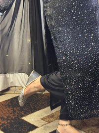 Mahira Viral Noir Silver Beaded Black Dress / Long Shirt Set