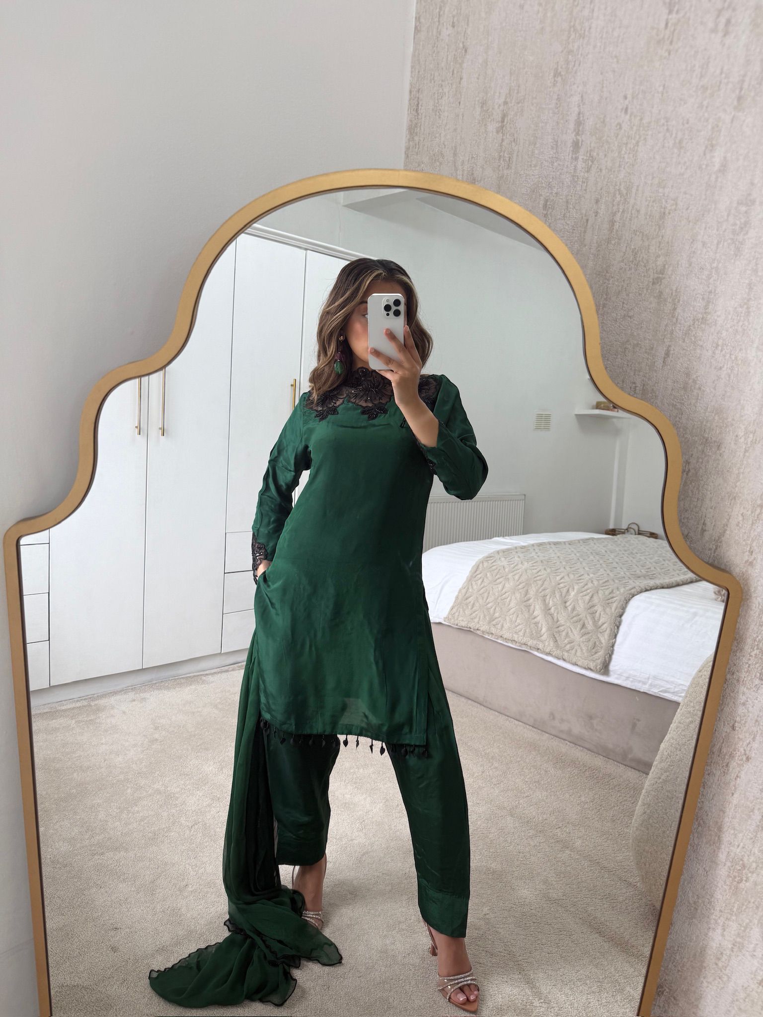 Green farshi shalwar with shirt qameez