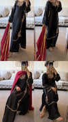 Noor Black Gold Embroidered Silk Suit Set