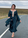 Teal Green Embroidered Silk Outfit with Dupatta