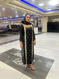 Luxury Black Mirror Silk Dress with Hand Embroidery – Medium Size | Pre-Booking Available