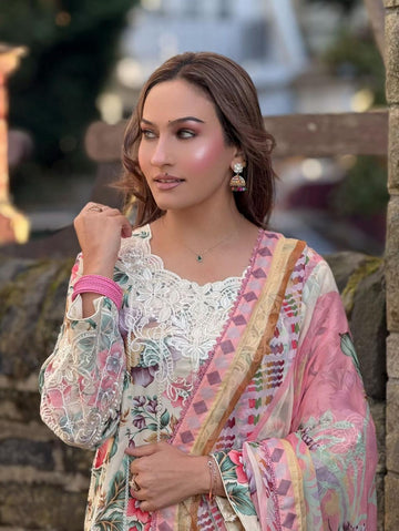 Floral Soft Cotton Embroidered Suit – Casual Wear (Small & Large)