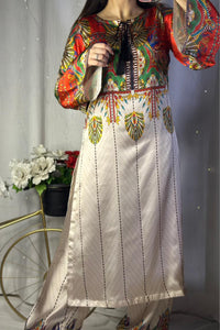 Vibrant Multi-Color Digital Print Silk 3-Piece Cord Set