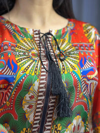Vibrant Multi-Color Digital Print Silk 3-Piece Cord Set