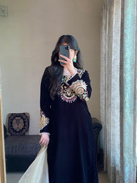 Luxurious Black Velvet 3-Piece Suit with Sequin & Motif Embroidery