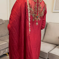 Rukhsaar Deep Red Silk Embroidered Suit