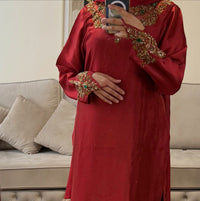 Rukhsaar Deep Red Silk Embroidered Suit