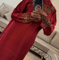 Rukhsaar Deep Red Silk Embroidered Suit