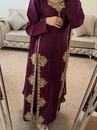 Mehrunisa Premium Plum Silk Suit with Golden Zari Work