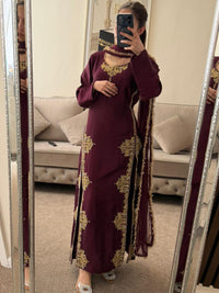 Mehrunisa Premium Plum Silk Suit with Golden Zari Work