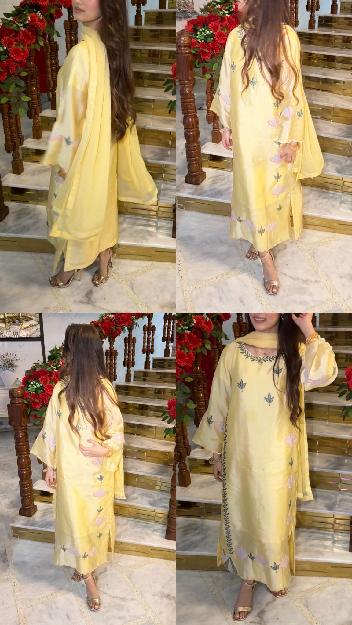 Noor Customized Hand-Embroidered 3-Piece Silk Ensemble