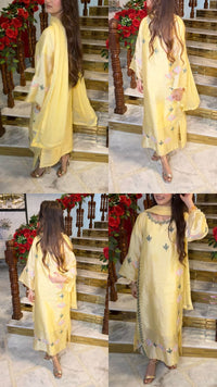 Noor Customized Hand-Embroidered 3-Piece Silk Ensemble