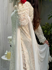 Ivory Grace Heavy Pearl-Detailed Net Lace 3-Piece Suit