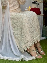 Ivory Grace Heavy Pearl-Detailed Net Lace 3-Piece Suit