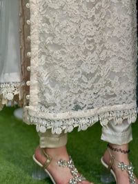 Ivory Grace Heavy Pearl-Detailed Net Lace 3-Piece Suit
