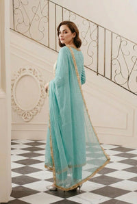 Dariya Premium Sky Blue Silk 3-Piece Ensemble