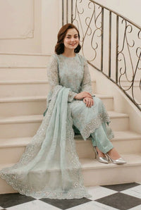 Zoya Mint Green Cut Dana Luxury Formal Ensemble