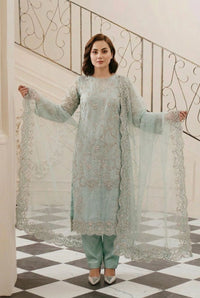 Zoya Mint Green Cut Dana Luxury Formal Ensemble