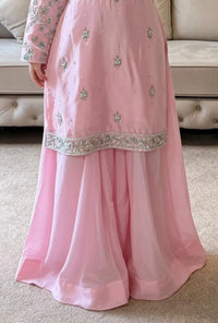 Blush & Breeze Short Silk Kameez with Flowy Plazo