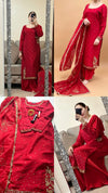 Crimson Glow Heavily Embellished Sheesha Silk Party Outfit