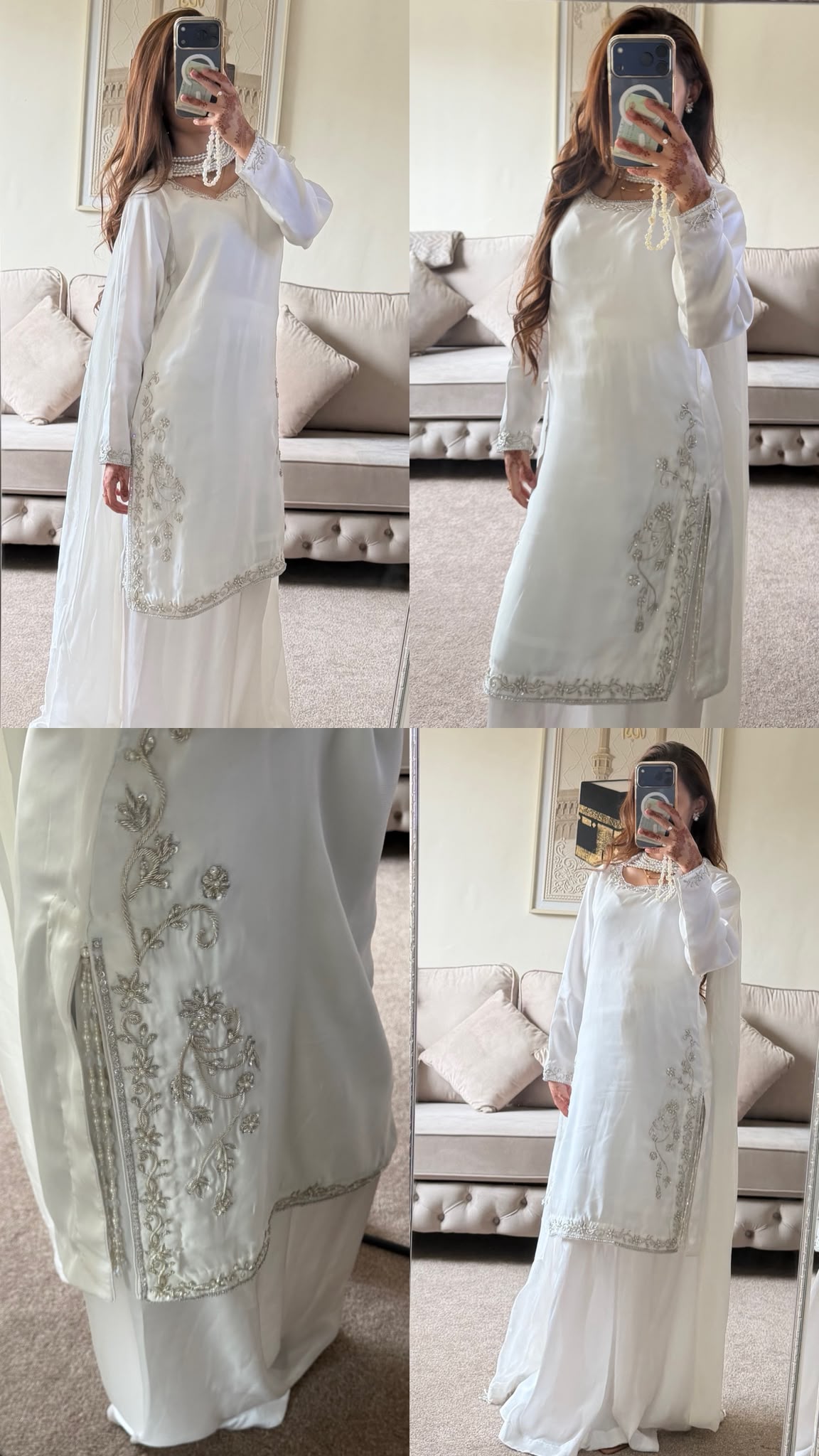 Angelic Grace in Pure Pearl White Sheesha Silk