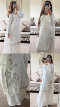Angelic Grace in Pure Pearl White Sheesha Silk