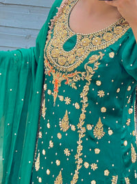 Unrivaled Luxury in Royal Jade Green Sheesha Silk