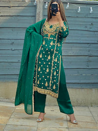 Unrivaled Luxury in Royal Jade Green Sheesha Silk