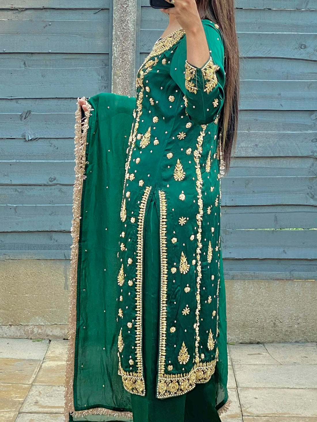 Unrivaled Luxury in Royal Jade Green Sheesha Silk