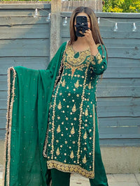 Unrivaled Luxury in Royal Jade Green Sheesha Silk