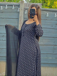 Zara Black Crepe Polka Dot 3-Piece Ensemble