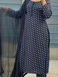 Zara Black Crepe Polka Dot 3-Piece Ensemble