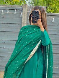 Jade Charm Pure Sheesha Silk Suit with Embroidered Dupatta
