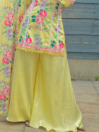 Gul-e-Bahar Printed Lawn/Silk Short Kurti & Plazo Ensemble