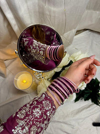 Plum Royale Silver Embroidered Silk Sharara Set