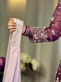 Plum Royale Silver Embroidered Silk Sharara Set