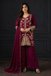 Magenta Monarch Zardozi & Dabka Embroidered Tissue Silk Set