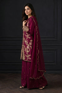 Magenta Monarch Zardozi & Dabka Embroidered Tissue Silk Set