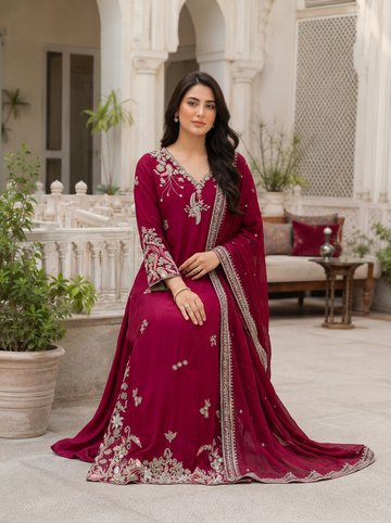 Zara Luxury Kaftan Heavily Embellished Silk Party Wear